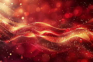 Abstract Red Background with Glowing Lights, Sparkles, and Digital Art for a Vibrant and Mystical Fantasy Design