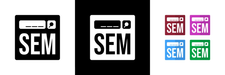 Search Engine Marketing Icons. Black, White and Colorful