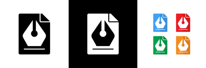 Editable File Icons. Black, White and Colorful