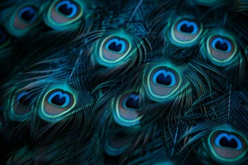 Peacock feather  background, close-up view