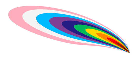 Obraz premium Pride wavy lines shape. Modern wave icon with LGBTQ pride flag colours. Colored striped shape for design. Vector illustration isolated on white background.