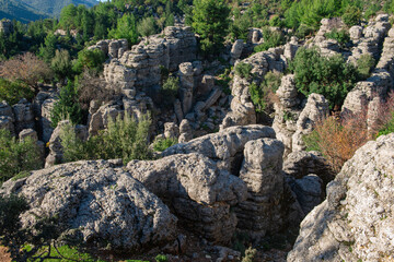 Turkey, Antalya, the ancient city of Selge, the man rocks and wonderful nature.