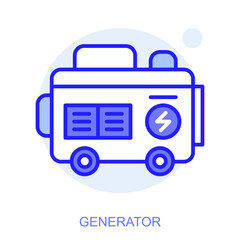 Industrial web icon in line style for web and mobile app. Symbol of a Generator. Vector illustration