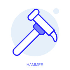 Industrial web icon in line style for web and mobile app. Symbol of a Hammer. Vector illustration