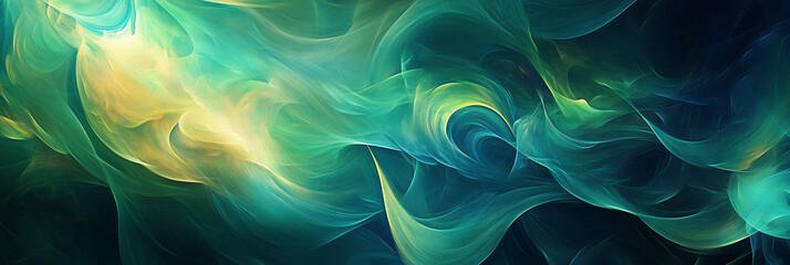 Obraz premium Ethereal abstract swirls in green and yellow hues