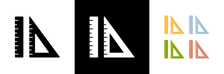 Ruler Icons. Black, White and Colorful