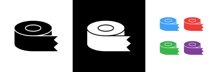 Tape Icons. Black, White and Colorful