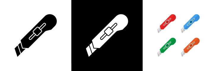 Cutter Icons. Black, White and Colorful