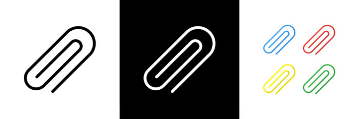 Paperclip Icons. Black, White and Colorful