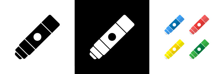 Glue Icons. Black, White and Colorful
