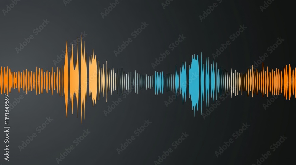 Poster soundwave oscillating, creating dynamic visual representation of audio recording, music, or voice co