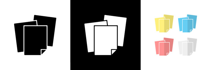 Paper Icons. Black, White and Colorful