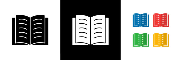 Book Icons. Black, White and Colorful