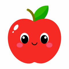 An cute cartoon apple vector on white background.