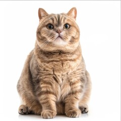 Obraz premium Chubby british shorthair cat on white studio background 