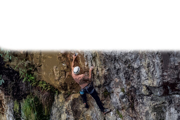 illustration of climber with a blank space to write or edit, symbol of effort and fighting for dreams