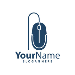 Computer Mouse logo design vector illustration. Mouse logo concept template
