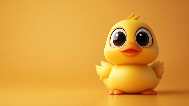 Adorable 3D Render of a Cute Yellow Chickling