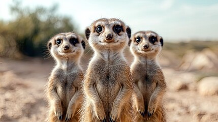 Meerkats watching in desert habitat wildlife photo