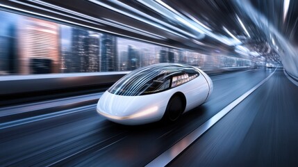 Sleek Futuristic Vehicle on a Digital Road