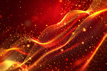 Abstract Red Background with Glowing Lights, Sparkles, and Digital Art for a Vibrant and Mystical Fantasy Design