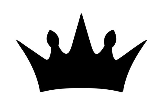 Simple black crown silhouette, perfect for royalty or design elements.