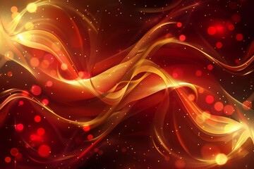 Abstract Red Background with Glowing Lights, Sparkles, and Digital Art for a Vibrant and Mystical Fantasy Design