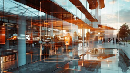 High-resolution image of a futuristic business setting with SAP tools displayed in an augmented reality environment


