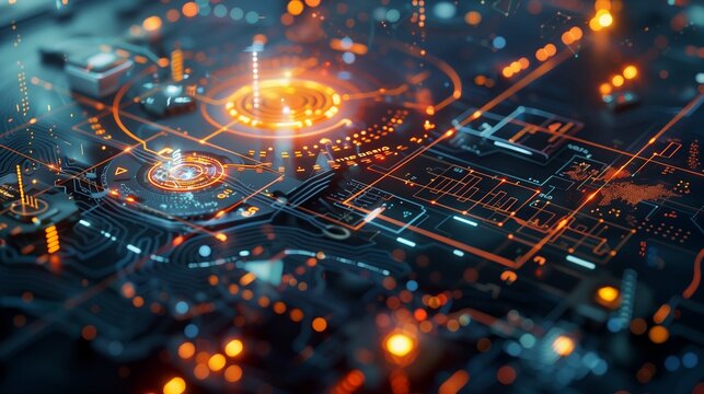 High-resolution visualization of a business environment with integrated risk mitigation, strategy planning, and resolution icons


