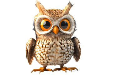 3d owl isolated on white 