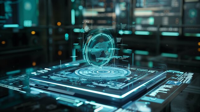 Holographic interface showing real-time SAP analytics and business process monitoring


