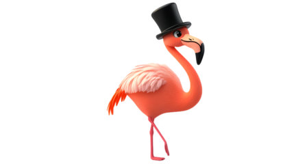 pink flamingo isolated on white