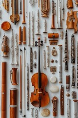 Naklejka premium Orchestra instruments arranged aesthetically.