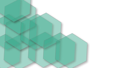 Naklejka premium green city building.graph on white. Random shifted white cube boxes block background wallpaper banner. A white background with a geometric pattern of isolated overlapping hexagons in shades of gray le