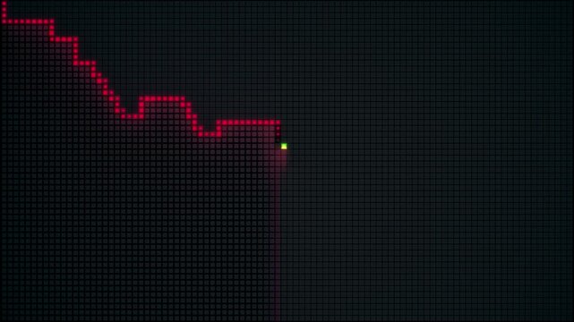 Financial chart animation: stock market crash and parabolic recovery. Red to green trend for business, finance, or crypto markets. Ultra HD 4K animation.