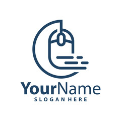 Fototapeta premium Fast Computer Mouse logo design vector illustration. Mouse logo concept template