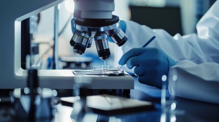 A close-up of a metallurgist examining metal samples in a materials testing laboratory, Metallurgical analysis scene, Material science style
