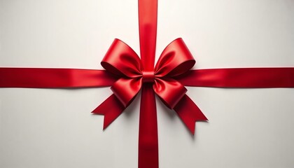 Vibrant red gift bow with elegant curves and soft reflections on a clean background