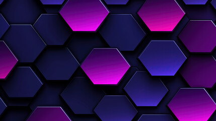 Abstract Hexagonal Background with Vivid Neon Colors and Glowing Effects