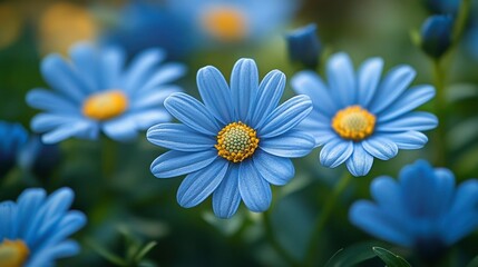 Fototapeta premium Close-up of Vibrant Blue Osteospermum Flowers in Full Bloom