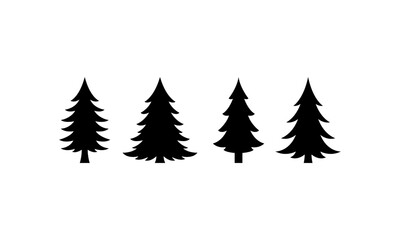 Obraz premium Christmas Tree silhouette set in black and white