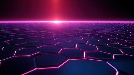 Naklejka premium Abstract Hexagonal Background with Vivid Neon Colors and Glowing Effects