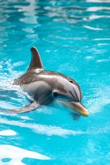 Obraz premium Dolphin Swimming Gracefully in Crystal Clear Turquoise Waters : Generative AI