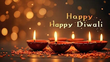 Enchanting Diwali Celebration with Traditional Oil Lamps and Festive Warm Glow