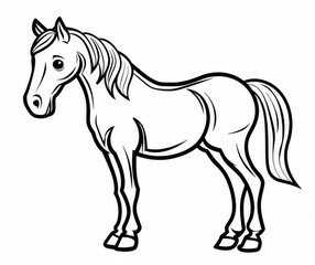 Fototapeta premium line drawing of a horse minimalist style black and white conceptual illustration