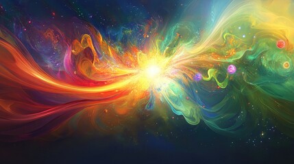 Fototapeta premium Vibrant Cosmic Burst An Abstract Explosion of Colors in Space