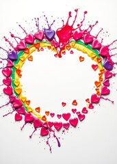 Colorful heart made of splashes lgbtq rainbow made out of hearts with white background valentines love heart valentine vector romantic day holiday