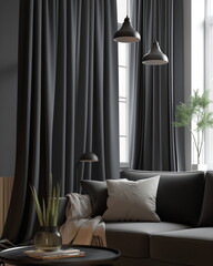 Thick thermal curtains in gray tones with a matte _011