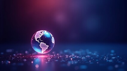 Earth globe on blue and pink background