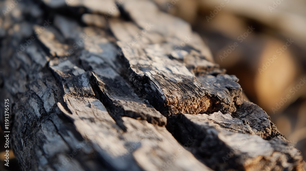 Aufkleber closeup of aged and weathered wood log showing natural decay patterns : generative ai